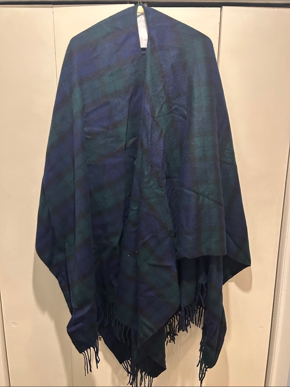 J. Crew Navy and Green Plaid Cape